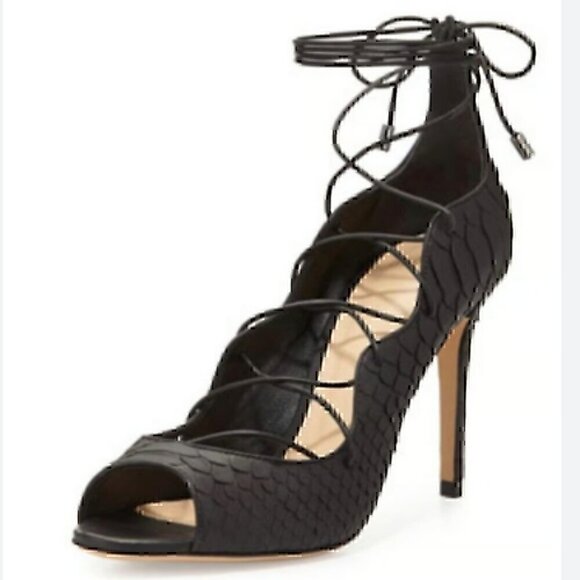 SEXY Alexandre Birman Donna Python Breit/Baby Calf Soft Nude Wrap Sandals - Picture 12 of 12